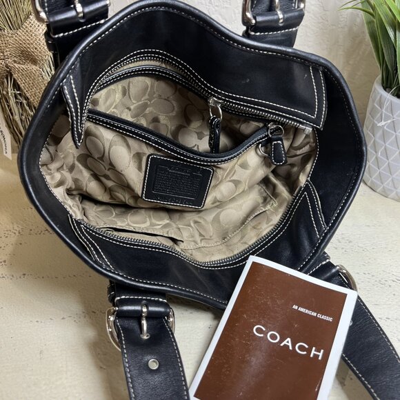 Vintage Coach Black Leather Soho Handbag Shoulder Purse M05D-9544 - Picture 8 of 12